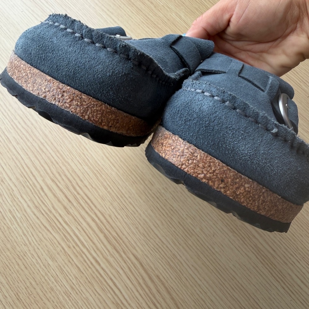 Birkenstock Buckley Big Buckle Navy Suede Moccasin Clogs EU 41 US W10 M8 - Picture 13 of 13